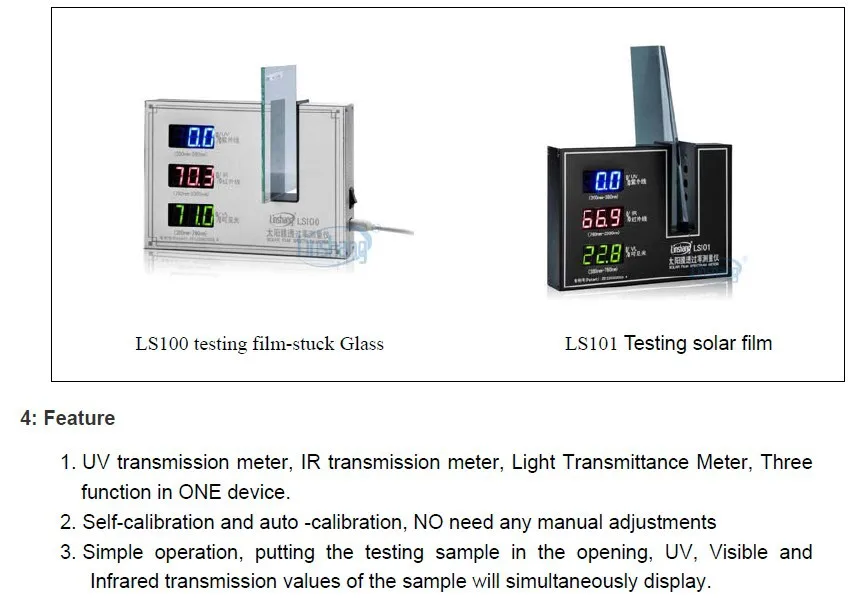 Новый LS101 Солнечная Фильм передач метр тестер УФ 365nm, VL 380-760nm, ИК центр волны 950nm