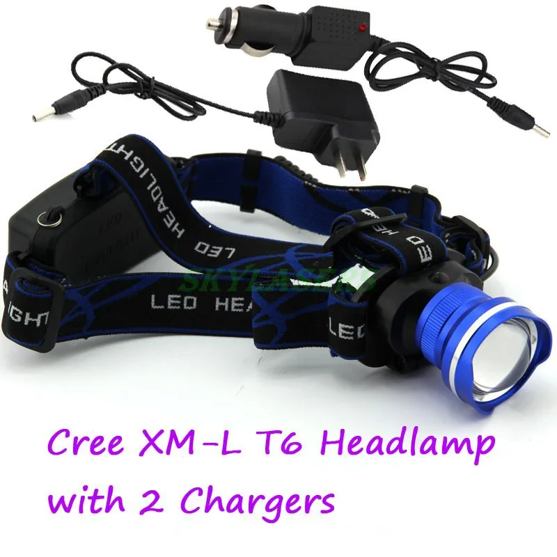 3 цвета XM-L T6 XML фар Светодиодный 1800Lm Перезаряжаемые зум Налобный фонарик+ насадка для зарядки от прикуривателя автомобиля для тактического Охота Отдых на природе