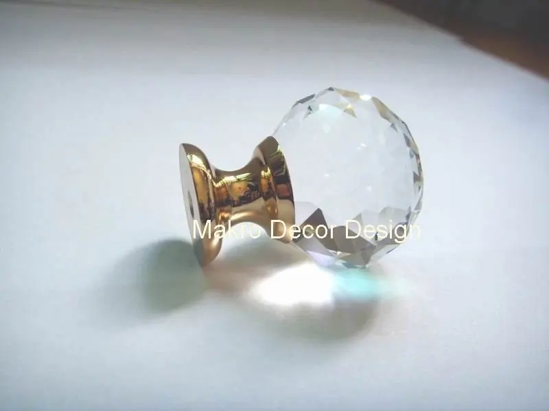 10 предметов в партии Бесплатная доставка Clear 30 мм Crystal ручки на латунь База