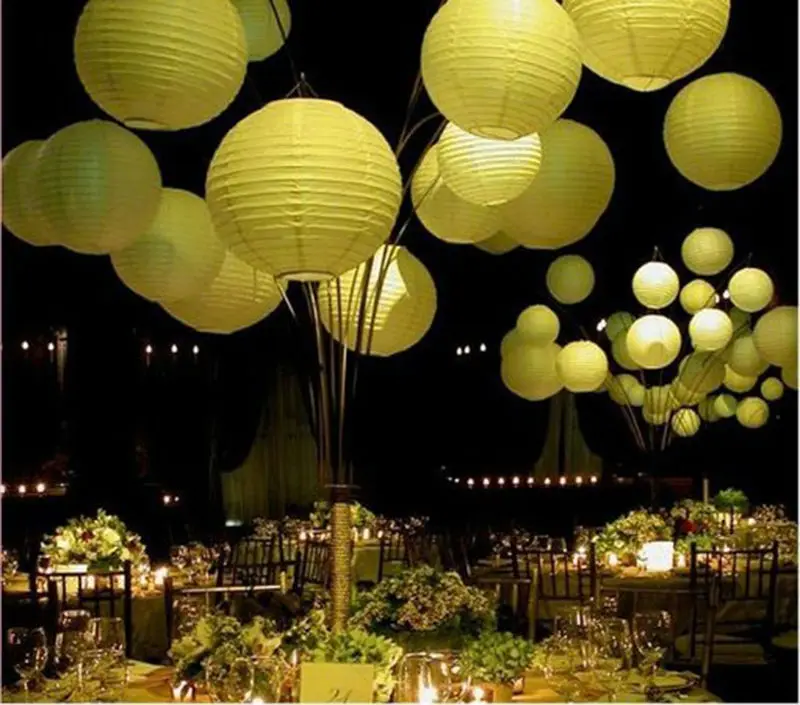 green paper lanterns