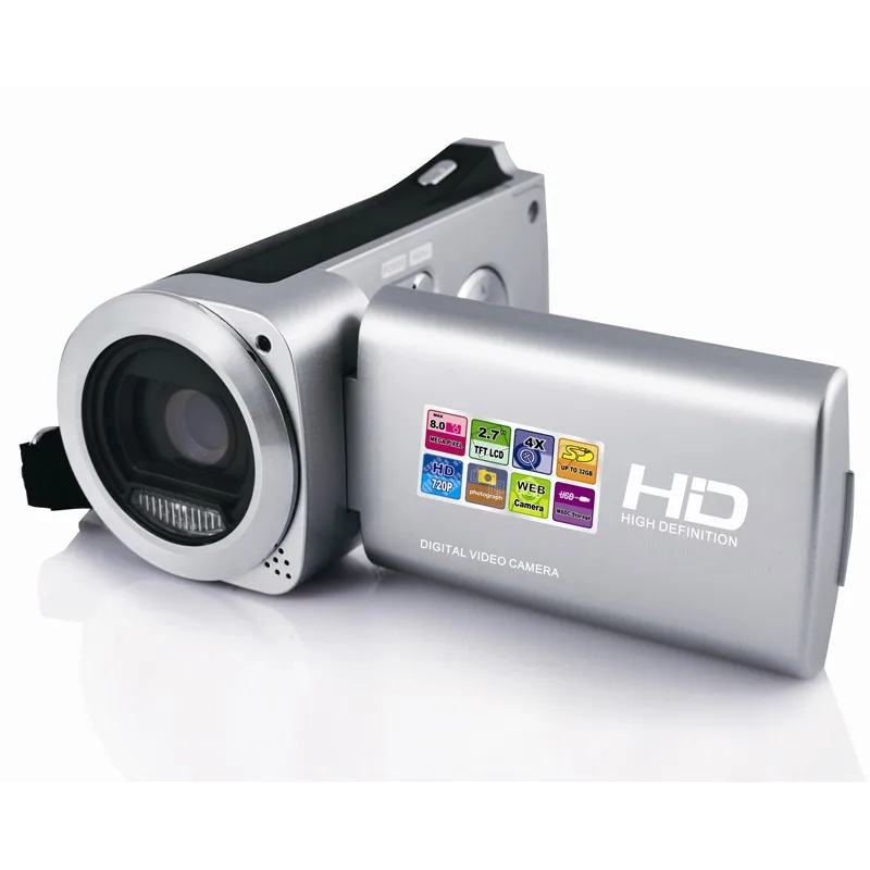 HD 720P Цифровая видеокамера с 3MP CMOS сенсором, 2,7 ''HD экран и 4X Digiatl зум, дешевая цифровая видеокамера 12 мега пикселей