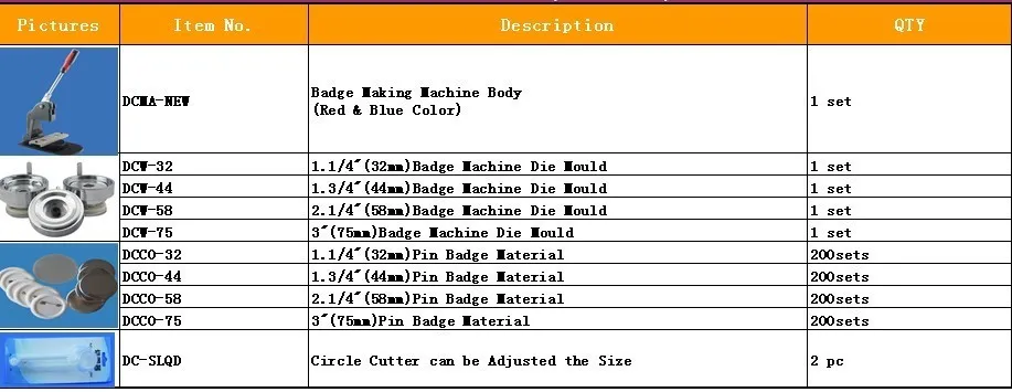 32/44/58/75 мм аппарат по изготовлению бэджей набор+ каждый размер имеет 200 шт значки кнопки шпильки