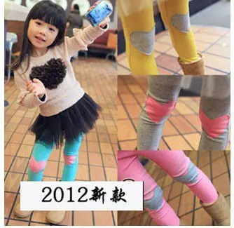 Hot  free shipping Wholesale 5pcs baby girsl cotton pants, fashion pattern leggings,slim tights,pink blue yellow and grey  color