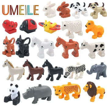 UMEILE 5pcs/set Duplo Original Classic Animal Zoo Big Building Blocks Child Toys  DIY Set Brick Gift  For 18M+ Baby Brinquedos