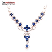 Lzeshine joyería de moda collar de plata de color micro embutido 3.0ct creado diamante suéter collar y pendiente de las mujeres de lujo de la boda