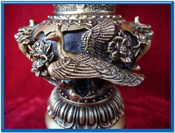 Очень редко Династии мин (сюань de1426-1438) медь Dargon Феникс ваза, бесплатная доставка