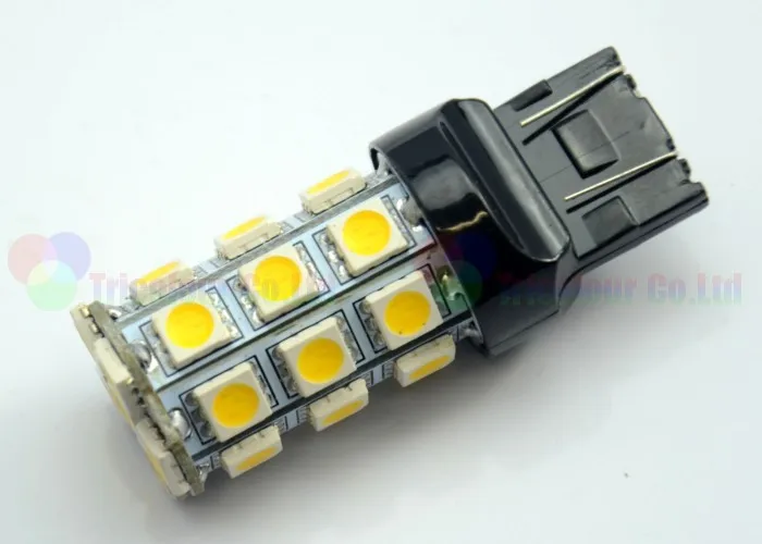 Autoec автомобиля Фары заднего хода LED автолампы T20 W21W W21/5 Вт 7440 7443 27 LED SMD5050 195lm синий желтый красный белый 50 шт.# ld06