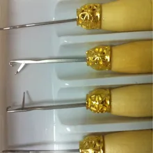 20 шт. деревянная ручка простой крючок иглы, микро кольцевые инструменты для Кончика Волос удлинительные крючки короткие Needl