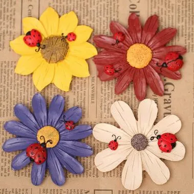 4pcs/set Creative Gerbera Sunflower Beetle Refrigerator Magnets Magnetic Stickers Home Decorations | Дом и сад