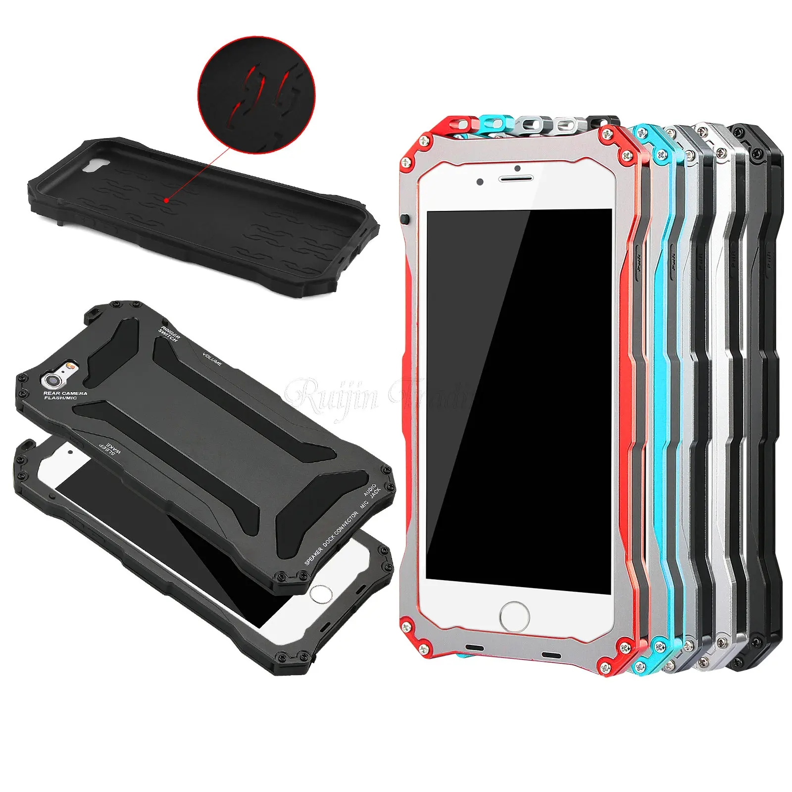 imágenes para De lujo Caja de Metal A Prueba de agua A Prueba de Golpes Para el iphone 5 5 6 6 s Plus Protector de Pantalla Gorilla Glass Aluminio Heavy Duty Armor cubierta imágenes para De lujo Caja de Metal A Prueba de agua A Prueba de Golpes Para el iphone 5 5 6 6 s Plus Protector de Pantalla Gorilla Glass Aluminio Heavy Duty Armor cubierta