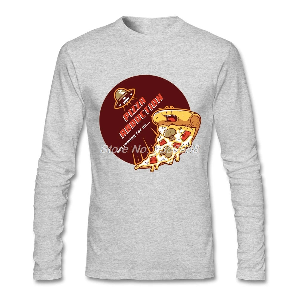 Осень Зима для мужчин футболка с длинным рукавом Pizza Abduction индивидуальный заказ Уникальный принт мультфильм мужчин's футболки Топ