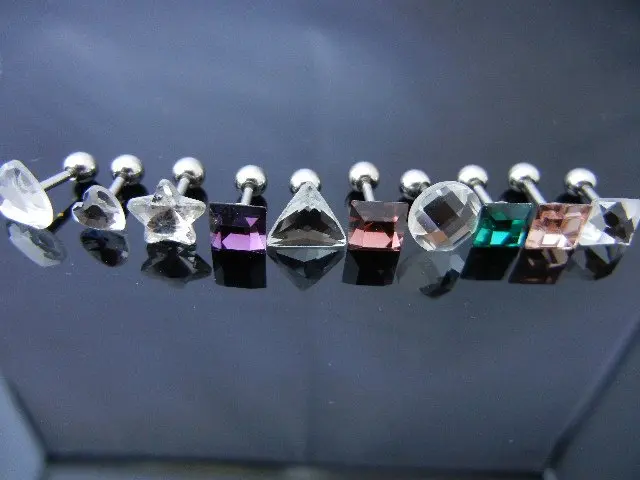 Бесплатная пересылка 50 шт. камни cz Средства ухода за кожей Jewelry-уха Tragus/HELIX БАР/серьги стержня Блеск Смесь стилей и цветов