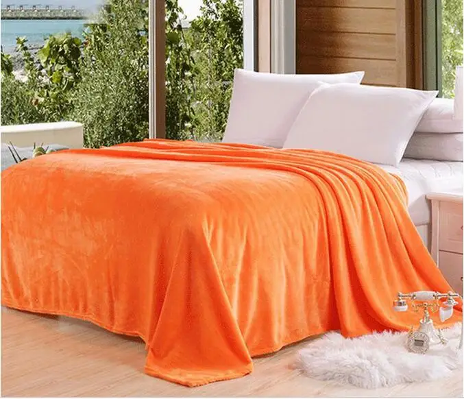 6Colors Available Solid Coral Fleece Blanket Plaid Sofa Throw Blankets On Bed Home Blanket For