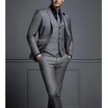 Дизайн Доры серый две кнопки Жених Смокинги best мужчина костюм Свадебный дружки/Для мужчин костюмы Жених(куртка+ брюки+ галстук+ жилет