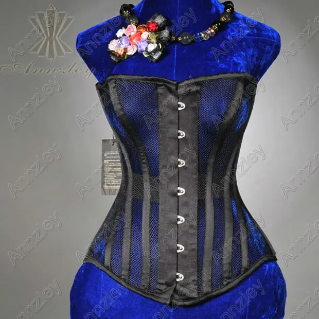 Steel Bonings Black Mesh Summer Corset Top For Waist Reducing