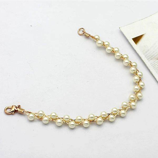 

New arrival trendy chain link pearl bracelets, fashion gold filled bracelet for women