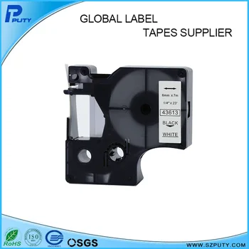 

High Quality 5pcs/lot 6mm Black on White Compatible DYMO D1 Tape 43613 Label Cassette for DYMO Label Maker