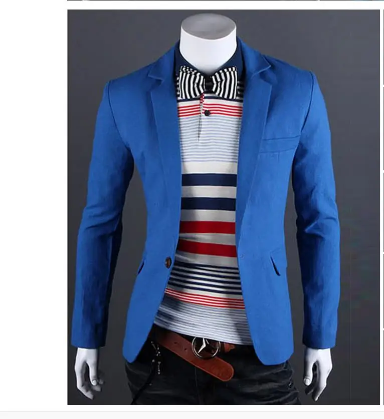 Новое поступление, брендовый Повседневный Блейзер, мужской модный приталенный пиджак, костюмы, мужской блейзер, пальто с пуговицами, костюм для мужчин, деловой костюм Jacktl - Цвет: blue