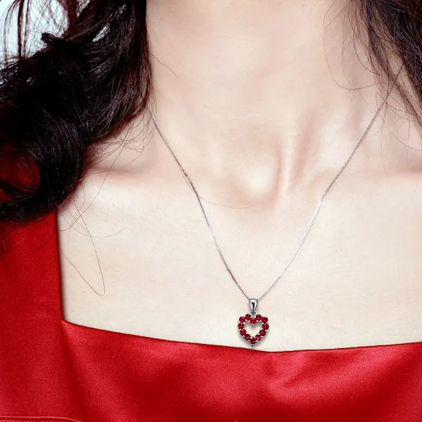 Подарок для женщин GVBORI 18 K белая Золотая подвеска с рубином ожерелье с драгоценными камнями Кулон [розовое сердце] ювелирные украшения сертификат Святого Валентина