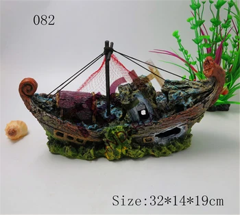 

082 Pirate Ships In Aquariums Aquarium Landscape Decoration Ship From Home Furnishing Articles Hollow Resin Ship Wrecks