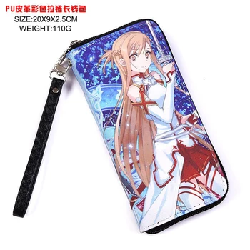 

Anime Sword Art Online Long Style Leather Wallet Colorful Printed with Yuuki Asuna Card Holder Purse for Men Women Money Bag