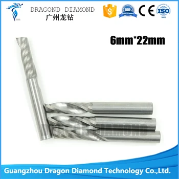 

10pcs 6mmx22mm carbide sibgle flute milling cutter one flute milling bit cnc router bits