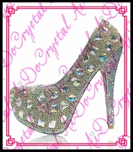 Aidocrystal Großhandel china damen big diamond AB kristallabsatzschuhe mit abnehmbare heels