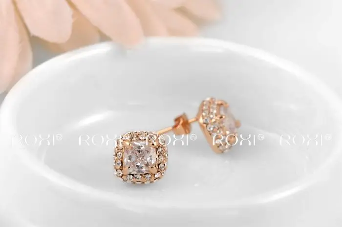 ROXI, роскошные серьги для отдыха, розовое золото, светящиеся CZ ювелирные изделия 2 карата ручной работы ювелирные изделия, 2020026590