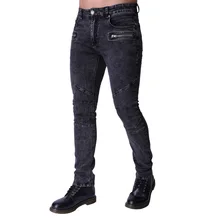 Мужские мотоциклетные Байкерский подиум, эластичные джинсы, вымытые снежно-серые джинсы, модные обтягивающие джинсы в стиле хип-хоп, городские джинсы на молнии, ZY-1003