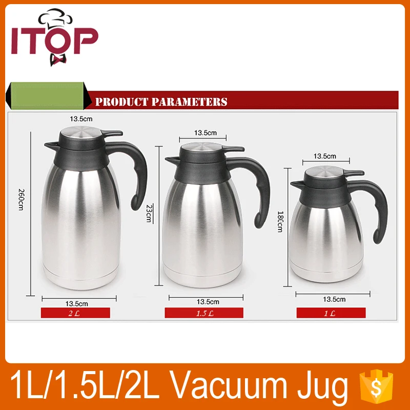 1L/1.5L/2L Stainless Steel Vacuum Jug Vacuum Flasks Thermoses Water
