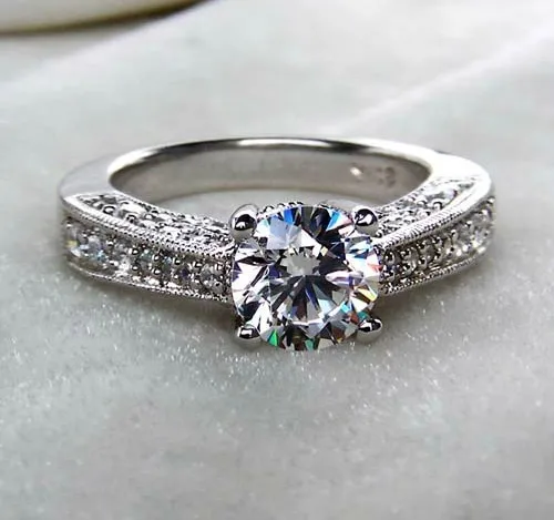 1ct роскошные женские лорд бренд синтетических алмазов кольцо невесты старинные ювелирные изделия Серебро 925 Полу Драгоценный Камень Обручальное кольцо