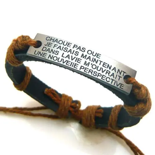 Metal And Leather Bracelet Best Bracelets Hot Stylish Tibetan Leather Hemp Bracelets Engraved Words