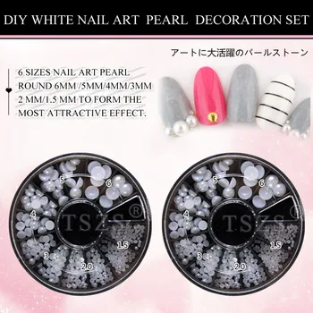 

2box/lot 3D Fashion White Nail Art Tips Pearl Glitter Manicure DIY Decoration