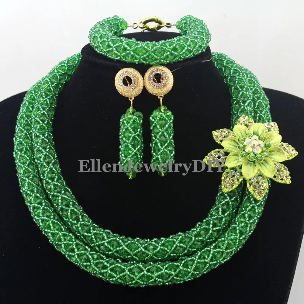 

African beads jewelry sets Statement Costume Necklace Set Crystal Womens Jewellery Set Nigerian Wedding Beads Jewelry Set W12737