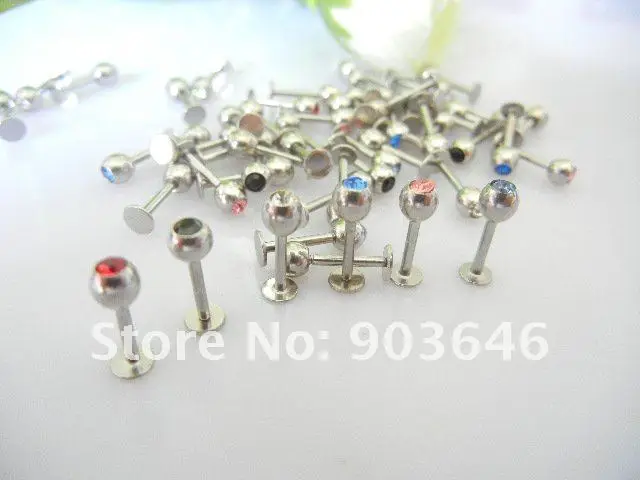 Бесплатная пересылка Lot50pcs Украшения для тела-16 г губ губная кольцо Пирсинг губ 1.2x8x4 мм