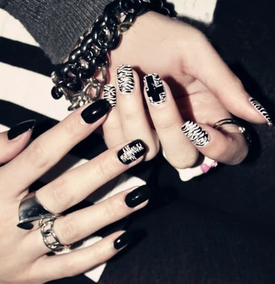 Pure Manual Nail Art Decorations Zebra Punk Rock False Design Pure Manual Nail Art Decorations Zebra Punk Rock False Design Diy Products Full Cover