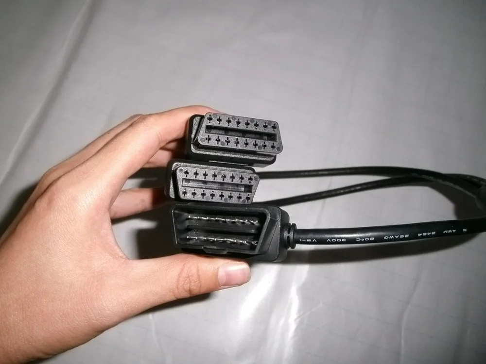 Высокое качество 0,5 м 16 pin OBDII OBD2 сплиттер 16 pin штекер 16 pin Женский удлинитель 90 градусов диагностический кабель elm327 10 шт