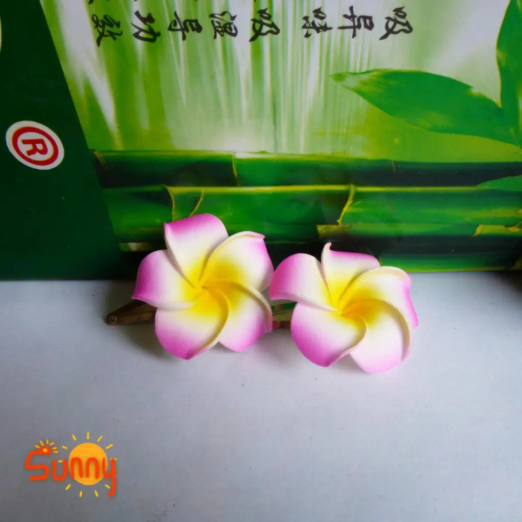 50 Красный Пена Гавайская Плюмерия цветок Frangipani цветы свадебные зажим для волос 4.5 см