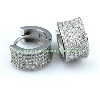 Carraton ESCH8064 твердых CZ стерлингового серебра 925 Stone Pave комплект серьги huggie