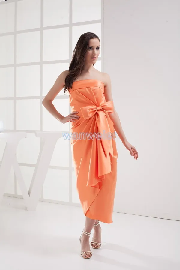 Фирменный стиль одежды дизайн гольфы vestidos formales платье индивидуальные лук оранжевый Платья Невесты
