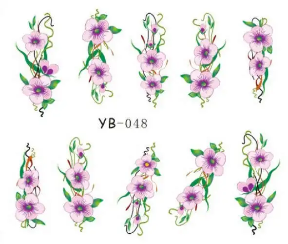 20 листов/много смешанных yb-037-yb-048 серии Симпатичные передача воды Стикеры ногтей Стикеры