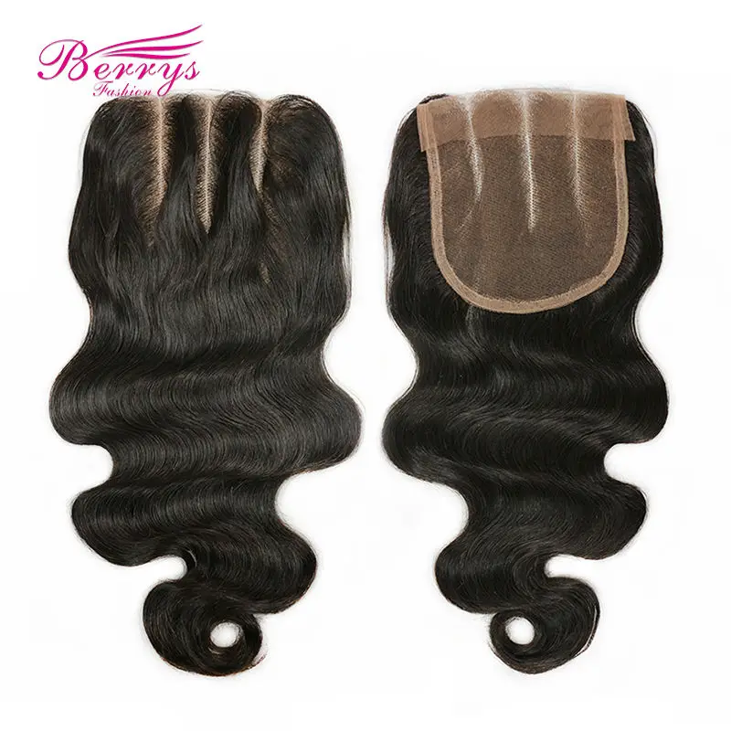 [BerrysFashion] перуанская волна тела 3 части кружева закрытия отбеленные узлы 5*5 человеческих волос с ребенком парик из волос Реми