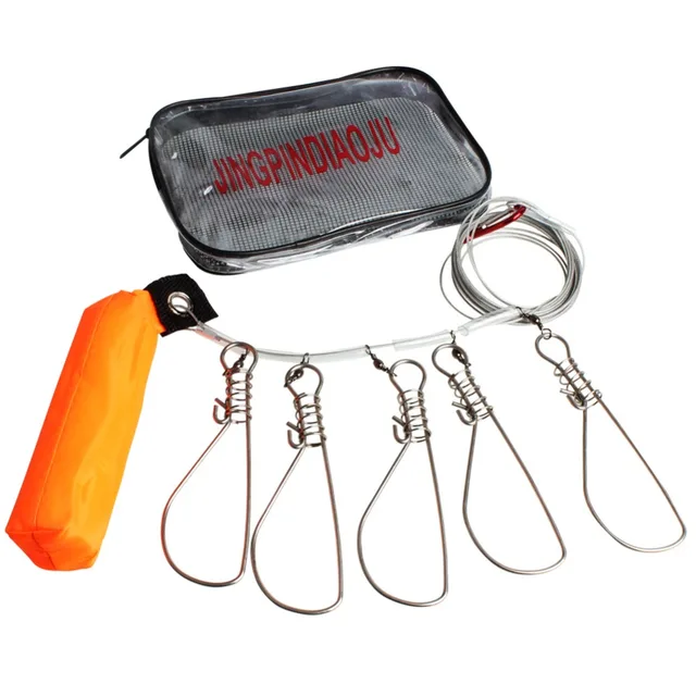 Best Offers Sougayilang Promotion Fishing Lock 5Snap Stainless Steel Ropes Float Fish Grip Fish Stringer Fishing Lock for Accessories Tackle Best Offers Sougayilang Promotion Fishing Lock 5Snap Stainless Steel Ropes Float Fish Grip Fish Stringer Fishing Lock for Accessories Tackle