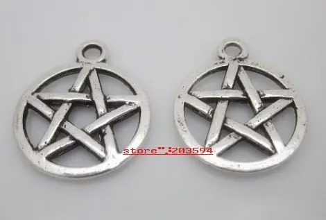 500 шт./лот тибетские серебряные украшения в виде звездочек сплав амулеты пентаграмма 20*16,5 мм пентаграмма амулеты