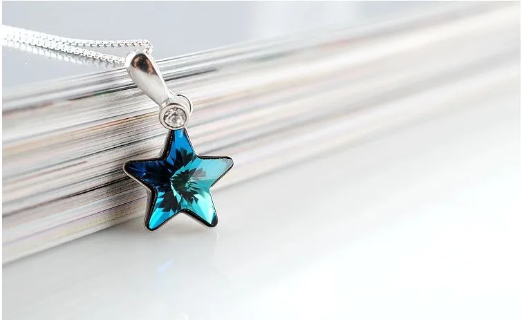 GVBORI Симпатичные Blue Star 925 Щепка Звезда Цепочки и ожерелья подвеска Для женщин ювелирные изделия партия Модные украшения звезды кулон