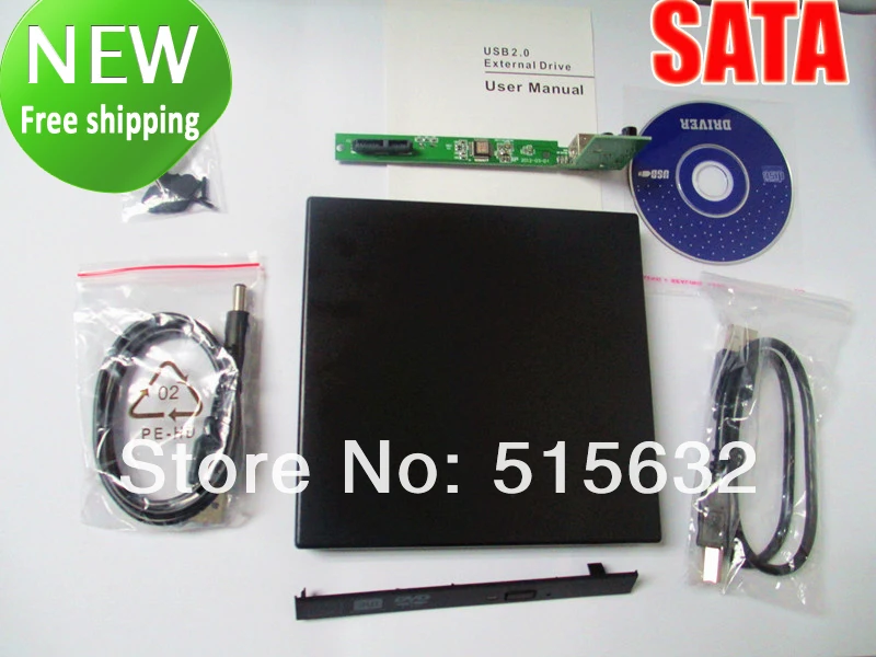 USB внешний sata CD DVD Комбинированный привод Корпус Новый 12,7 sata