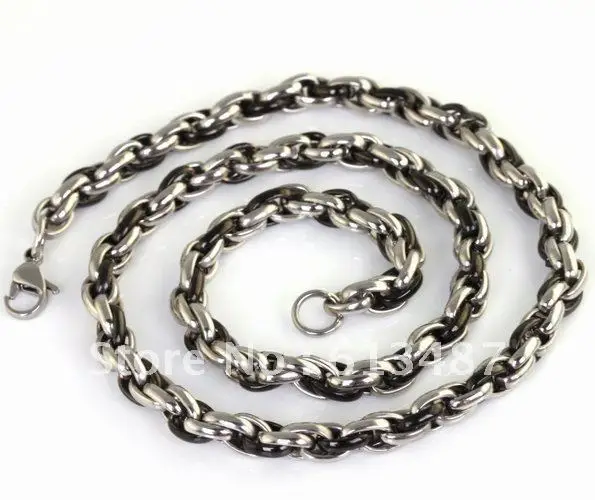 Новая мода 8 мм широкое серебро/золото/черный тон нержавеющая сталь звено цепи ожерелье/браслет для байкеров мужчин Рождество 7-40"