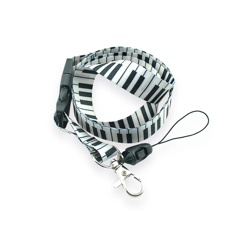 

Wholesale "Piano Key Board" Neck Strap Polyester Key Chain Lanyards Mobile Phone Lanyard ID Card Holder 12pcs/lot Free Shipping
