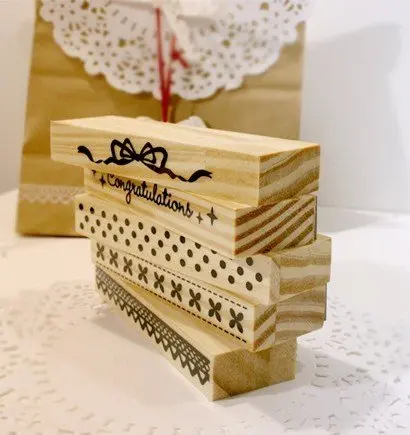 Милая граница деревянная отделка Штамп для DIY, 5 различных дизайн 15 шт./партия