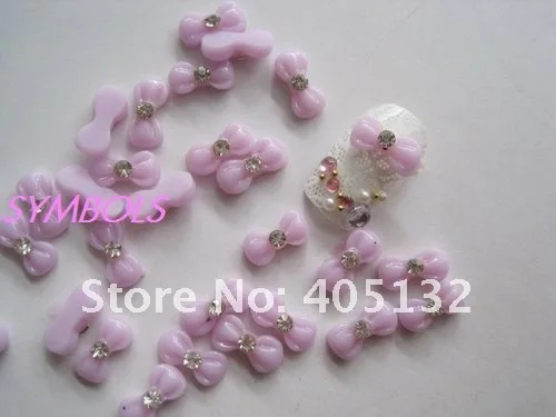 rbr-4-7 Wholesale 200pcs/bag Light Purple Resin Round-Head Rhinestone Bowknot Nail Art Decoration Bow Decoration